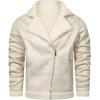 imageINVACHI Mens Faux Leather Fleece Jacket Sherpa Lined Warm Jacket FallampampWinter Trucker Jacket with Fur Notched LapelWhite