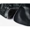 imageINVACHI Mens Faux Leather Fur Collar MidLength Jacket Padded Lining Winter Warm Lapel Trench CoatBlack