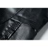 imageINVACHI Mens Faux Leather Fur Collar MidLength Jacket Padded Lining Winter Warm Lapel Trench CoatBlack
