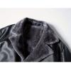 imageINVACHI Mens Faux Leather Fur Collar MidLength Jacket Padded Lining Winter Warm Lapel Trench CoatBlack