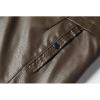 imageINVACHI Mens Faux Leather Fur Collar MidLength Jacket Padded Lining Winter Warm Lapel Trench CoatBrown