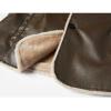 imageINVACHI Mens Faux Leather Fur Collar MidLength Jacket Padded Lining Winter Warm Lapel Trench CoatBrown