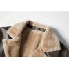 imageINVACHI Mens Faux Leather Fur Collar MidLength Jacket Padded Lining Winter Warm Lapel Trench CoatBrown