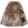 imageINVACHI Mens Faux Leather Fur Collar MidLength Jacket Padded Lining Winter Warm Lapel Trench CoatBrown