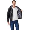 imageINVACHI Mens Faux Leather Jacket Fleece Lining Motorcycle Jacket Waterproof Windproof PU Bomber Jacket HoodedBlack