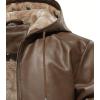 imageINVACHI Mens Faux Leather Jacket Fleece Lining Motorcycle Jacket Waterproof Windproof PU Bomber Jacket HoodedBrown