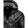 imageINVACHI Mens Faux Leather Jacket Fleece Lining Motorcycle Jacket Waterproof Windproof PU Bomber Jacket HoodedNewblack