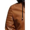 imageINVACHI Mens Faux Leather Jacket Fleece Lining Motorcycle Jacket Waterproof Windproof PU Bomber Jacket HoodedNewbrown