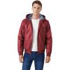 imageINVACHI Mens Faux Leather Jacket Fleece Lining Motorcycle Jacket Waterproof Windproof PU Bomber Jacket HoodedRed