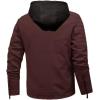 imageINVACHI Mens Faux Leather Jacket Fleece Lining Motorcycle Jacket Waterproof Windproof PU Bomber Jacket HoodedWine Red