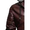 imageINVACHI Mens Faux Leather Jacket Fleece Lining Motorcycle Jacket Waterproof Windproof PU Bomber Jacket HoodedWine Red