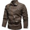 imageINVACHI Mens Faux Leather Jacket Lightweight Motorcycle Riding Jacket with Stand Collar01brown