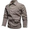 imageINVACHI Mens Faux Leather Jacket Lightweight Motorcycle Riding Jacket with Stand Collar01khaki