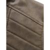imageINVACHI Mens Faux Leather Jacket Lightweight Motorcycle Riding Jacket with Stand CollarBrown