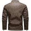 imageINVACHI Mens Faux Leather Jacket Lightweight Motorcycle Riding Jacket with Stand CollarBrown