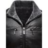 imageINVACHI Mens Faux Leather Jacket Waterproof Motorcycle Jacket Men Sherpa Lined Bomber Jacket Men with Fur LapelBlack