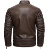imageINVACHI Mens Faux Leather Jacket Waterproof Motorcycle Jacket Men Sherpa Lined Bomber Jacket Men with Fur LapelBrown