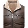 imageINVACHI Mens Faux Leather Jacket Waterproof Motorcycle Jacket Men Sherpa Lined Bomber Jacket Men with Fur LapelBrown