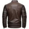 imageINVACHI Mens Faux Leather Jacket Waterproof Motorcycle Jacket Men Sherpa Lined Bomber Jacket Men with Fur LapelRetro Brown