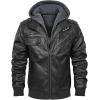 imageINVACHI Mens Faux Leather Motorcycle Jacket Biker Coat with Hood PU Waterproof Vintage Bomber for Men02black