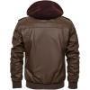 imageINVACHI Mens Faux Leather Motorcycle Jacket Biker Coat with Hood PU Waterproof Vintage Bomber for Men02brown