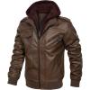 imageINVACHI Mens Faux Leather Motorcycle Jacket Biker Coat with Hood PU Waterproof Vintage Bomber for Men02brown