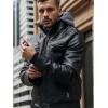 imageINVACHI Mens Faux Leather Motorcycle Jacket Biker Coat with Hood PU Waterproof Vintage Bomber for MenBlack