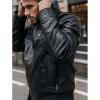 imageINVACHI Mens Faux Leather Motorcycle Jacket Biker Coat with Hood PU Waterproof Vintage Bomber for MenBlack