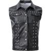 imageINVACHI Mens Faux Leather Punk Vest Motorcycle Rivets Vest Riding Club Biker Vest for MenBlack