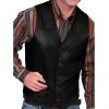 imageINVACHI Mens Faux Leather Suit Vest Western Cowboy Vest Men VNeck Dress WaistcoatsBlack
