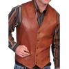 imageINVACHI Mens Faux Leather Suit Vest Western Cowboy Vest Men VNeck Dress WaistcoatsBrown