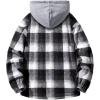 imageINVACHI Mens Flannel Plaid Jacket with Hood Casual Fall Jacket for Men Lightweight Cargo JacketBlack