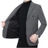 imageINVACHI Mens Houndstooth Tweed Blazer Single Breasted Casual Suit Jacket Slim Fit Sports Coat for MenGrey