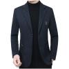 imageINVACHI Mens Houndstooth Tweed Blazer Single Breasted Casual Suit Jacket Slim Fit Sports Coat for MenNavy Blue