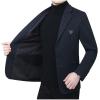 imageINVACHI Mens Houndstooth Tweed Blazer Single Breasted Casual Suit Jacket Slim Fit Sports Coat for MenNavy Blue