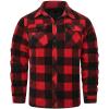 imageINVACHI Mens Plaid Shirt Jacket Flannel Sherpa Lined Jacket Mens Casual Cotton Lightweight JacketQuilted Red