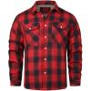imageINVACHI Mens Plaid Shirt Jacket Flannel Sherpa Lined Jacket Mens Casual Cotton Lightweight JacketRed