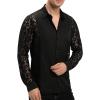 imageINVACHI Mens Sexy Lace See Through Shirts Blouse Long Sleeve Button Down Fishnet Sheer ShirtsBlack 080