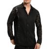 imageINVACHI Mens Sexy Lace See Through Shirts Blouse Long Sleeve Button Down Fishnet Sheer ShirtsBlack 080
