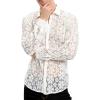 imageINVACHI Mens Sexy Lace See Through Shirts Blouse Long Sleeve Button Down Fishnet Sheer ShirtsWhite