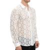 imageINVACHI Mens Sexy Lace See Through Shirts Blouse Long Sleeve Button Down Fishnet Sheer ShirtsWhite