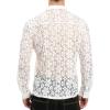 imageINVACHI Mens Sexy Lace See Through Shirts Blouse Long Sleeve Button Down Fishnet Sheer ShirtsWhite