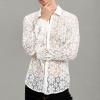 imageINVACHI Mens Sexy Lace See Through Shirts Blouse Long Sleeve Button Down Fishnet Sheer ShirtsWhite