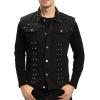 imageINVACHI Mens Slim Fit Punk Denim Vest Sleeveless Jeans Vest Jacket with RivetsBlack