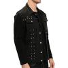 imageINVACHI Mens Slim Fit Punk Denim Vest Sleeveless Jeans Vest Jacket with RivetsBlack
