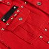 imageINVACHI Mens Slim Fit Punk Denim Vest Sleeveless Jeans Vest Jacket with RivetsRed