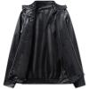 imageINVACHI Mens Stand Collar Faux Leather Jacket Slim Fit Motorcycle Jacket Waterproof Biker Jacket