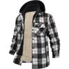 imageINVACHI Flannel Jackets for Men Long Sleeve Plaid Shirt Jacket Fleece Lined Winter Coat with Detachable HoodCoffee01