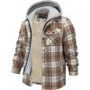 imageINVACHI Flannel Jackets for Men Long Sleeve Plaid Shirt Jacket Fleece Lined Winter Coat with Detachable HoodYellow01