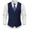 imageINVACHI Formal Suit Vest for Men Single Breasted Waistcoat Mens Tuxedo Dress Vest with PocketsNavy Blue
